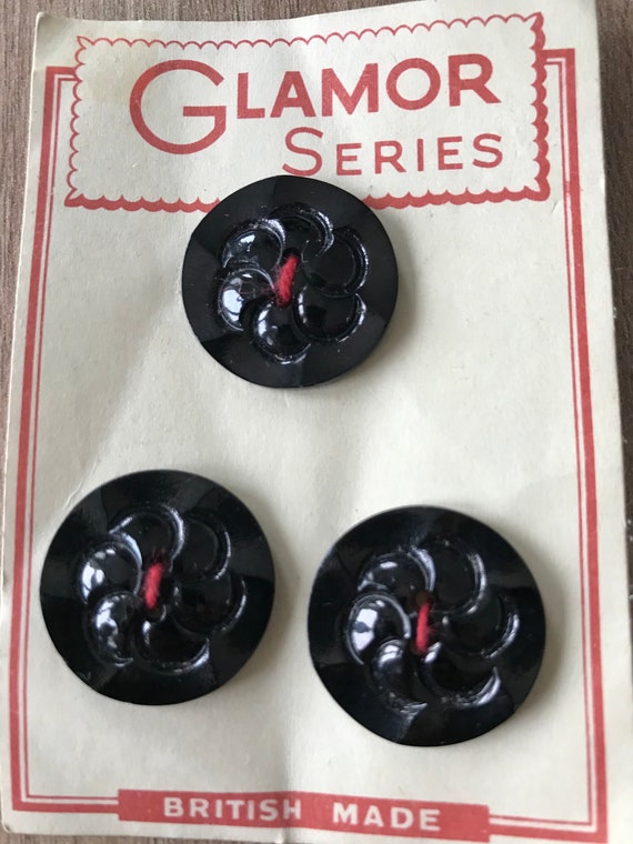 Black Bakelite? Buttons x 3 Black Bakelite? Buttons x 3