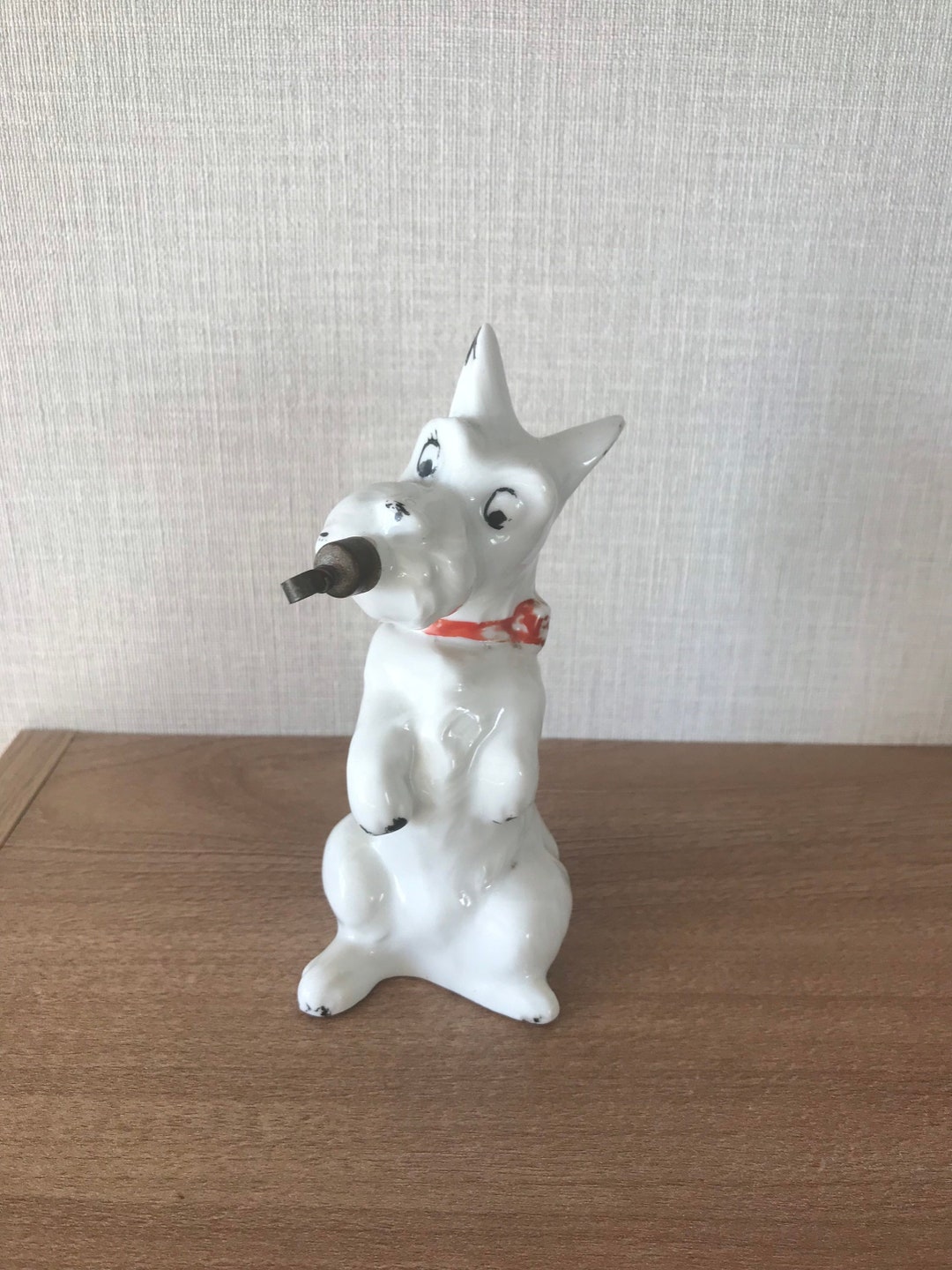 Vintage Art Deco Ceramic Fairing Figurine of a Terrier Dog With Red ...