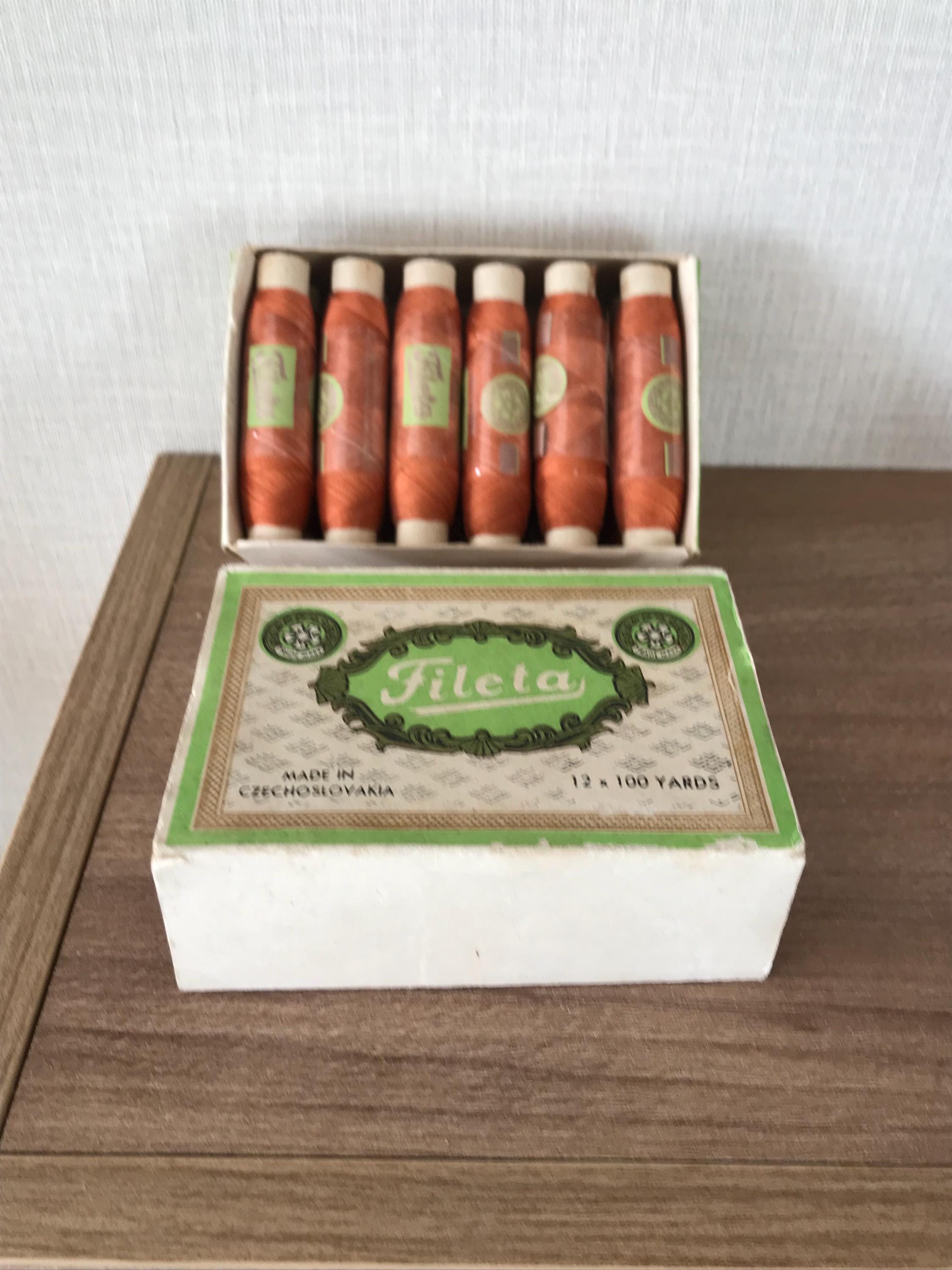Fileta Vintage Boxed Burnt Orange Fileta Thread X 12 - Made in Czechoslovakia ...