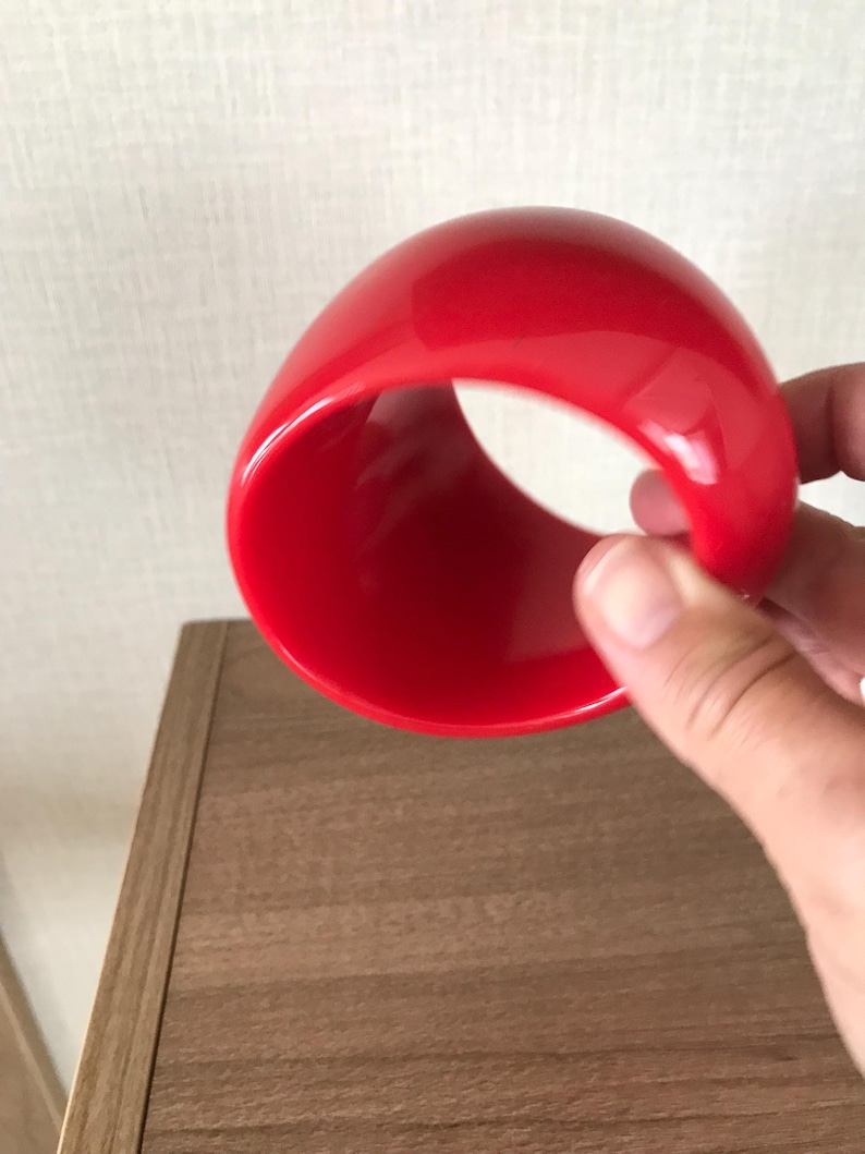 Vintage Chunky Jumbo Red Abstract Asymmetrical Circular Bangle Etsy UK