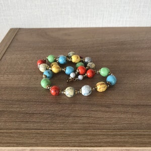 Vintage Art Deco Harlequin Glass Bead Chocker Necklace  - 1930s