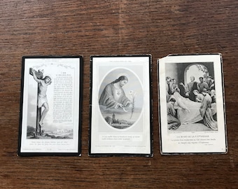 Antique French Funeral Prayer Cards for the Deceased 1890-1920s