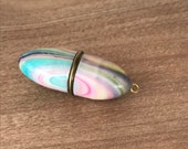 Vintage Swirly Enameled Bullet Shaped Etui Darning and Mending Needle Case - 1920s