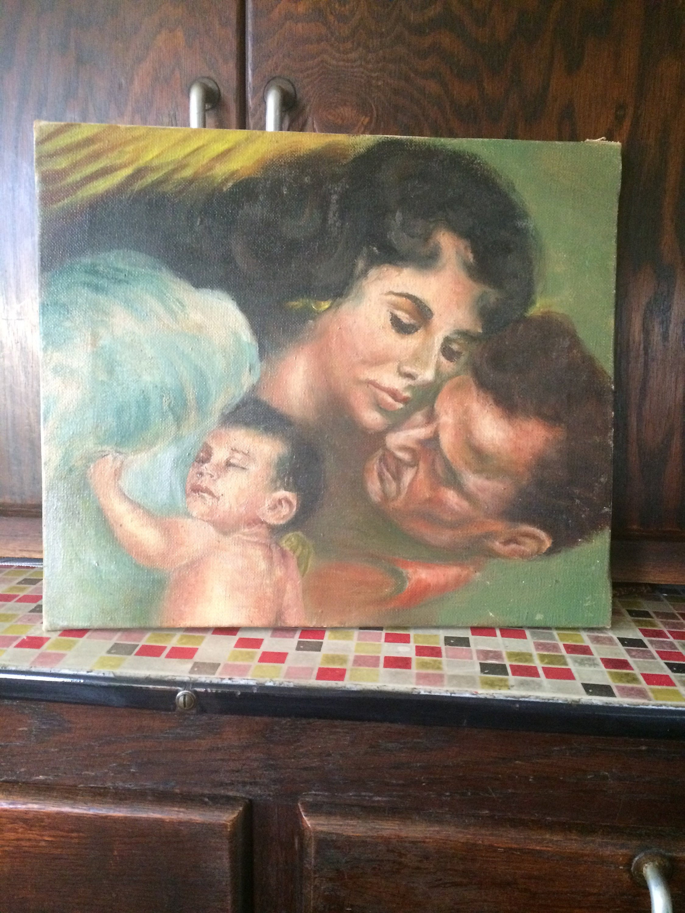 vintage 油絵　60年代　雑貨 大歳克衛（おおとしかつえ）「シャルトル風景」 油絵 額縁外寸