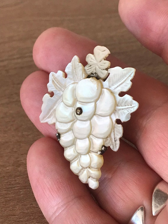 Beautiful Vintage Carved Mother of Pearl Brooch - image 2