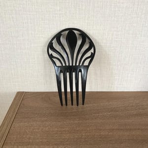 Antique Edwardian Carved Black Celluloid Mantilla Hair Comb - 1910s