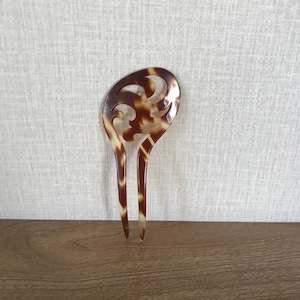 Antique Edwardian Celluloid Faux Tortoise Shell Chignon Hair Pin/Comb  - 1910s