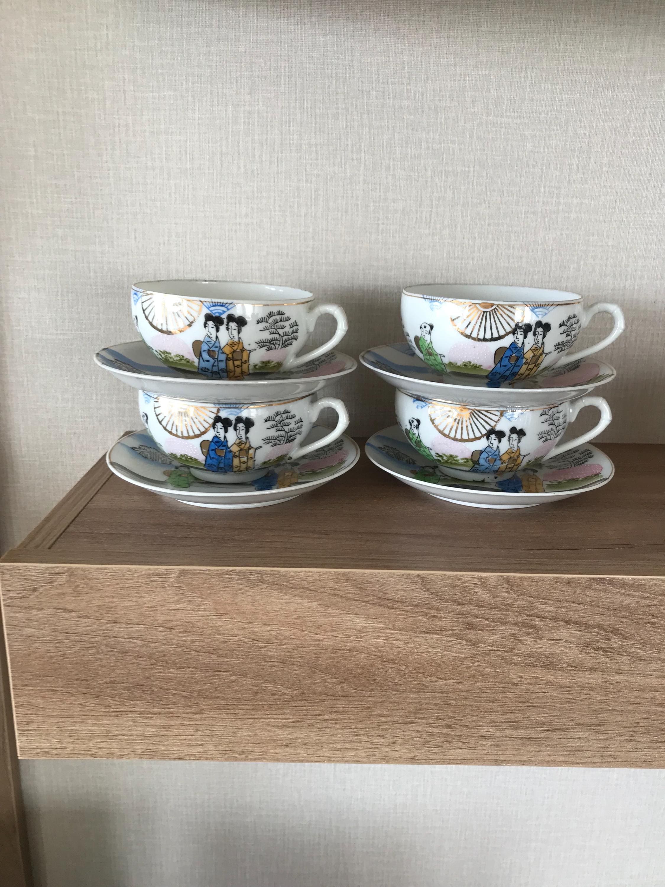 1 X Vintage Rare Japanese Lithophane Tea Cup and Saucer With