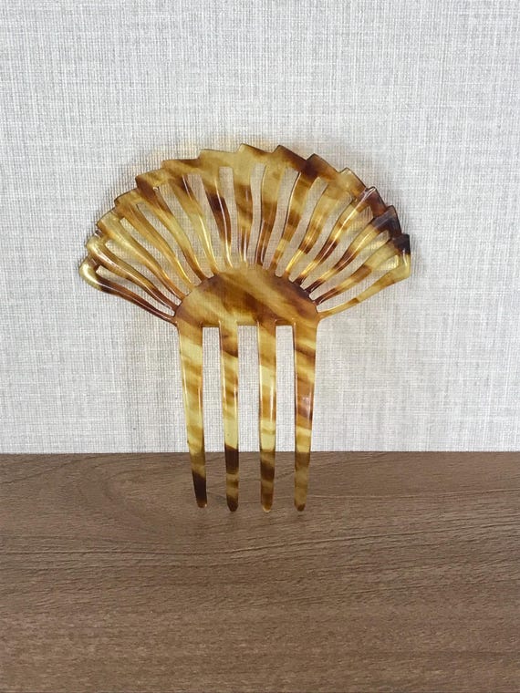 Hair Comb Mantilla Faux Tortoise Shell Art Deco Fan Shaped Antique Faux-tortoiseshell Spanish Mantilla Haircomb - Etsy main image 3