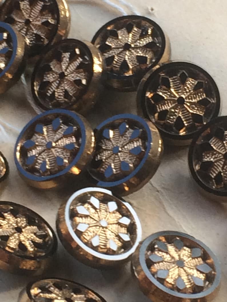1920/'s 24 Czech made Small Black Shank Buttons Vintage Buttons