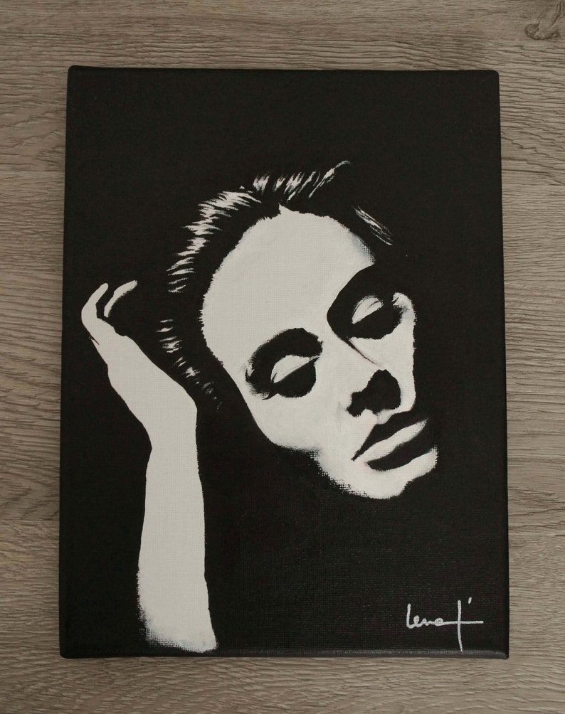 Black and White Acrylic Painting Portrait Adele Etsy