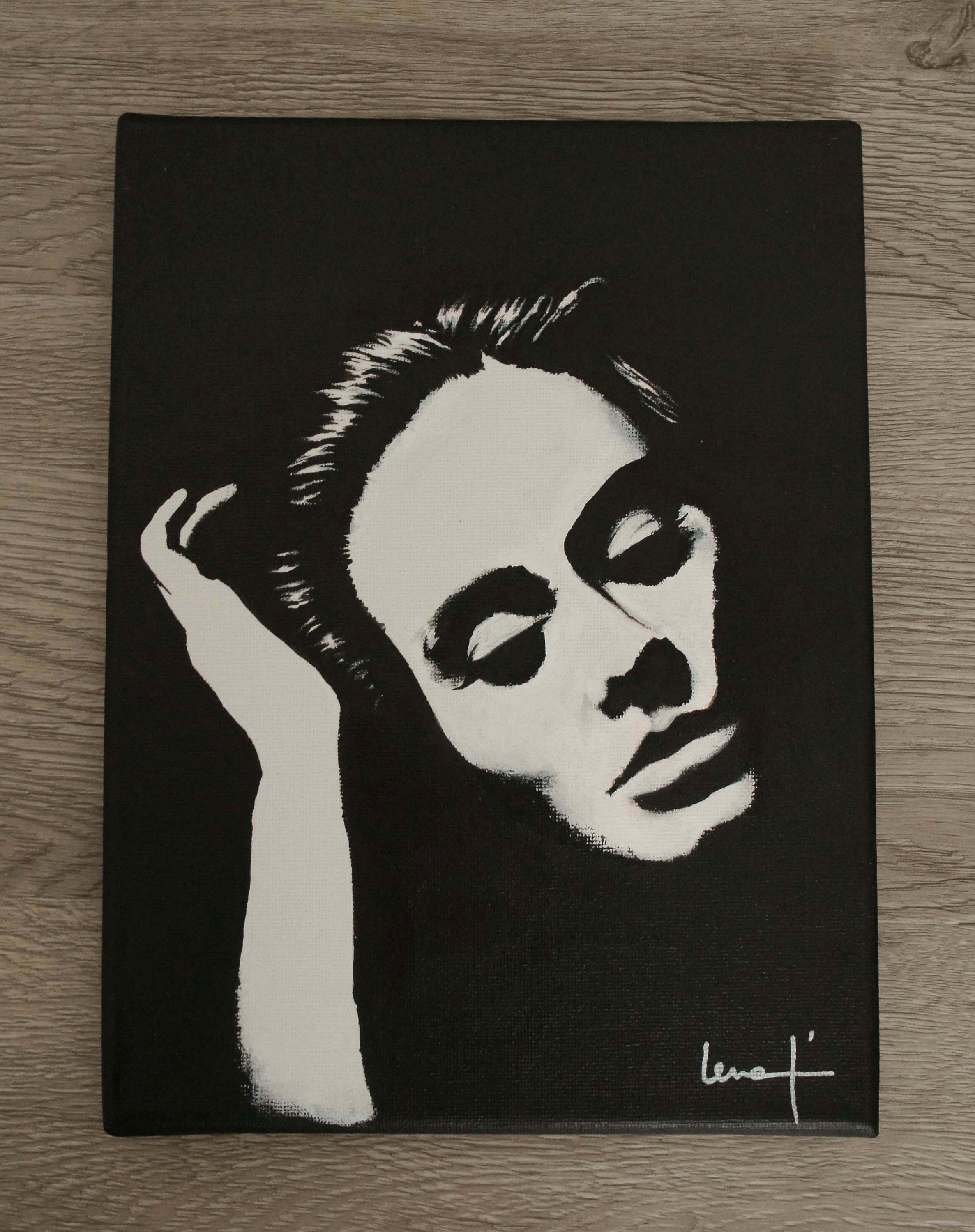 Black and White Acrylic Painting Portrait Adele Etsy UK
