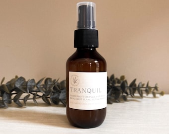 Spray de ambiente tranquilo, spray de ambiente natural de 2 oz, aromaterapia, orgânico, purificador de ambiente, névoa de linho, spray de ambiente com óleo essencial