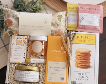 Box of Sunshine, Hug In A Box, Encouragement Gift, Mom Gift Set, Thinking Of You Box, Cozy Care Package, Self Care Basket, personalized gift