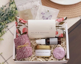 Caja de regalo Mom Spa, Caja de cuidado personal, Regalo de mimos, Almohada para ojos de lavanda, Mejorate, Nueva mamá • Cumpleaños • Mímate • Eres amado