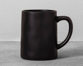 Taza de gres negra de 16 oz, construye una caja, crea un regalo, debes comprar una caja de regalo para incluirla.