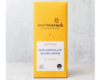 Moonstruck Chocolate • Crunch Milk Salted Toffee Bar • 3oz  • Organic • Candy Add On • Kosher • Gluten Free • Must Purchase a Gift Box