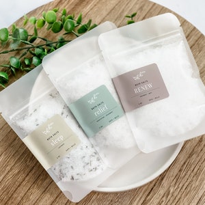 Assorted 3oz Bath Salts , Buy More and Save , Soaking Bath Salts , Natural , Bath Soak , Sore Muscles • Gift • Essential Oils
