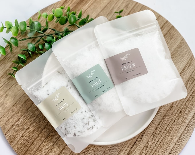 Assorted 3oz Bath Salts , Buy More and Save , Soaking Bath Salts , Natural , Bath Soak , Sore Muscles • Gift • Essential Oils