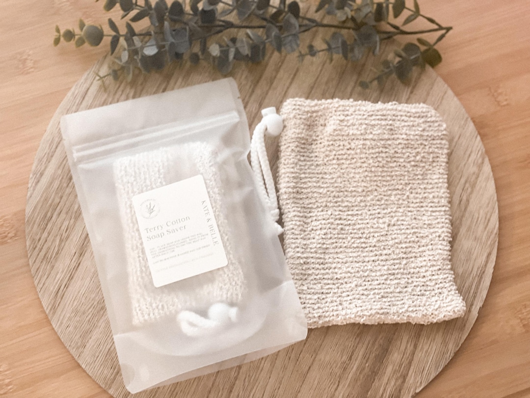 Terry Cloth Soap Saver Pouch , Eco Friendly Soap Saver , Gentle