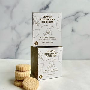 Lemon Rosemary Shortbread Cookies: Gourmet Gift Box (3 oz)