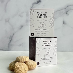 Butter Pecan Shortbread Cookies: Gourmet Gift Box (3 oz)