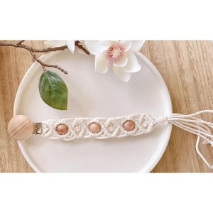 Pacifier Clip , Boho , Macramé Pacifier Clip , Baby Gift , Pregnancy , For New Mom • Add on Gift • Baby Shower Gift • build a box
