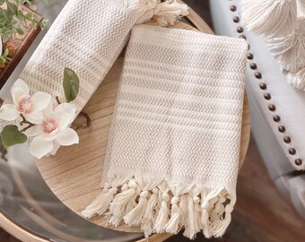 Organic Turkish Hand Towel , Kitchen Towel , Face Towel , Self Care Gift , New Home Gift , 20 X 40 • build a box • Must Purchase a Gift Box