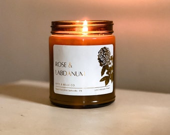 ROSE & LABDANUM • 9oz Soy Candle •  9oz Candles • Candle Gift  • Luxury Candle • Natural Soy Candle • build a box