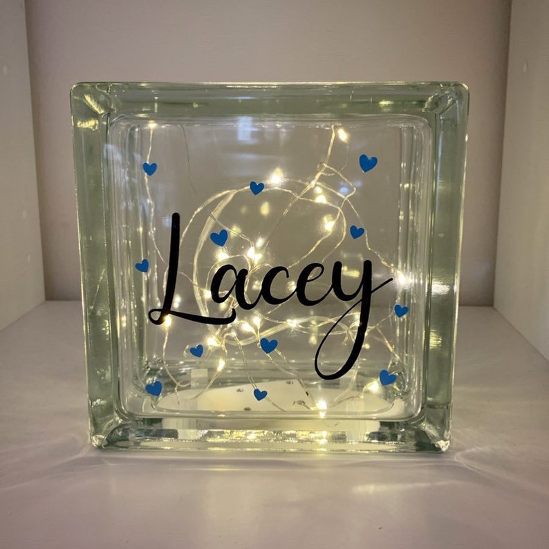 Personalised Glass Block Light Etsy