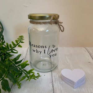 Reasons why I love you jar, perfect gift for your partner, boyfriend, girlfriend, children for valentines, birthday or anniversary