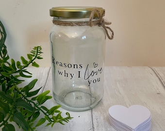 Reasons why I love you jar, perfect gift for your partner, boyfriend, girlfriend, children for valentines, birthday or anniversary