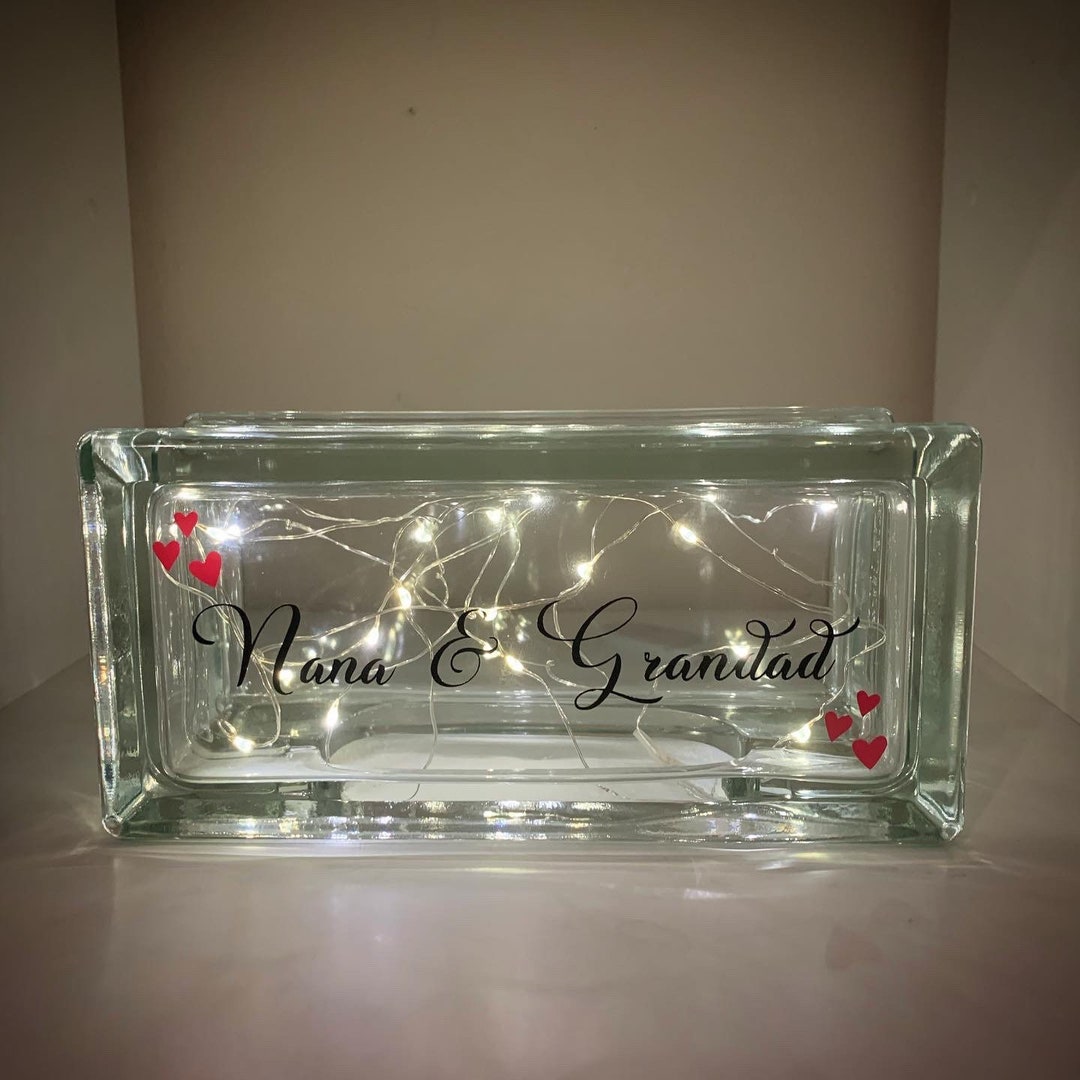 Personalised Glass Block, Light Decoration, Gifts for All. Pretty