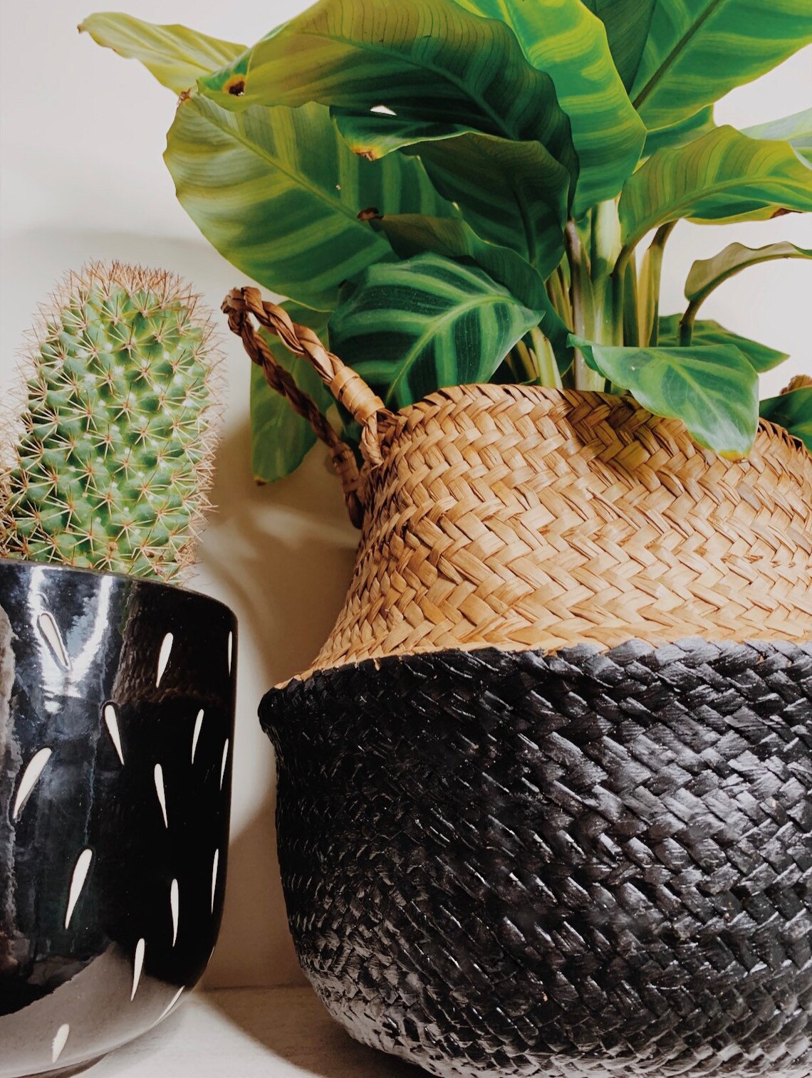 Natural Seagrass Belly Basket With Half Paint Dip Available Etsy