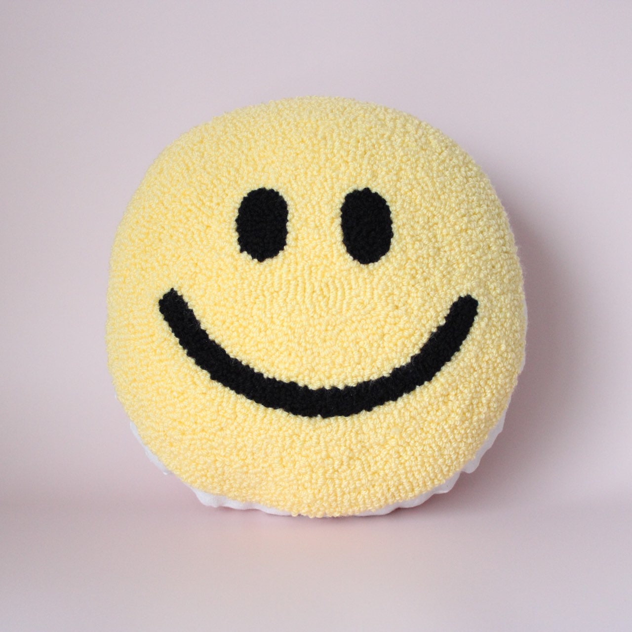 Handmade Lemon Punch Needle Smiley Face Cushion // Punch Needle Art // Free  UK Delivery