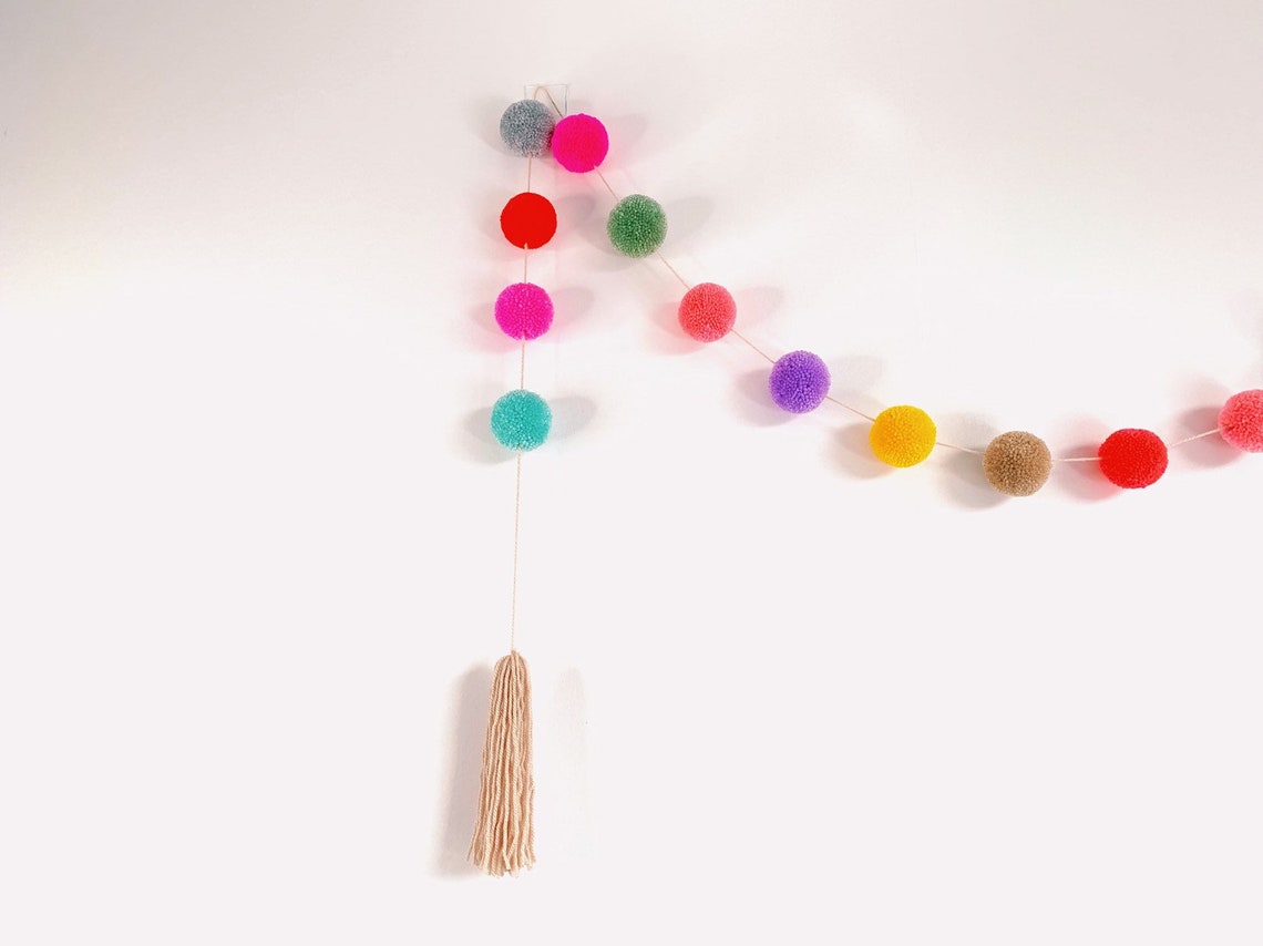 Handmade 6ft Multi Colour Custom Wool Pom Pom Garland With Etsy