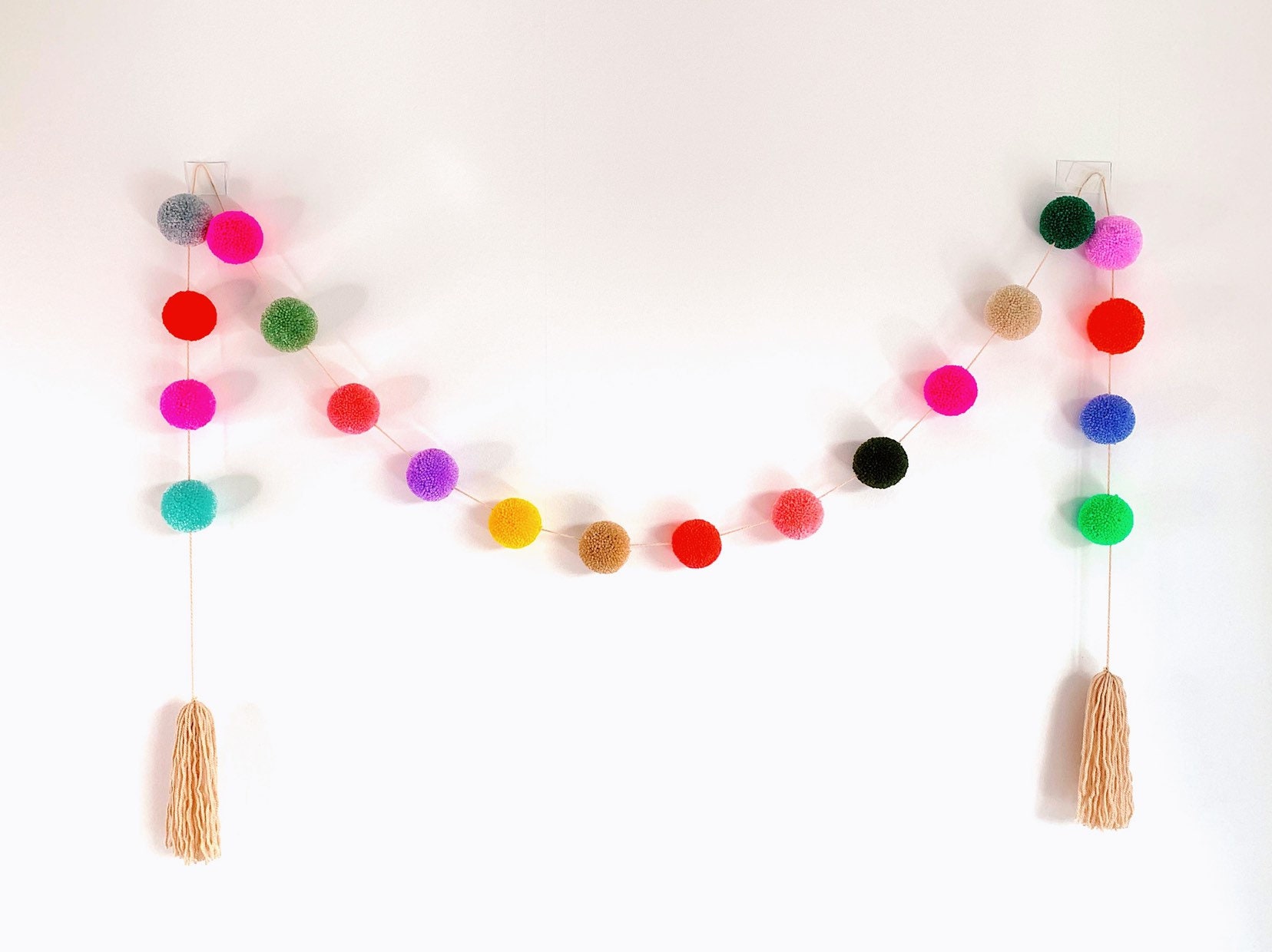 Handmade 6ft Multi Colour Custom Wool Pom Pom Garland With Etsy