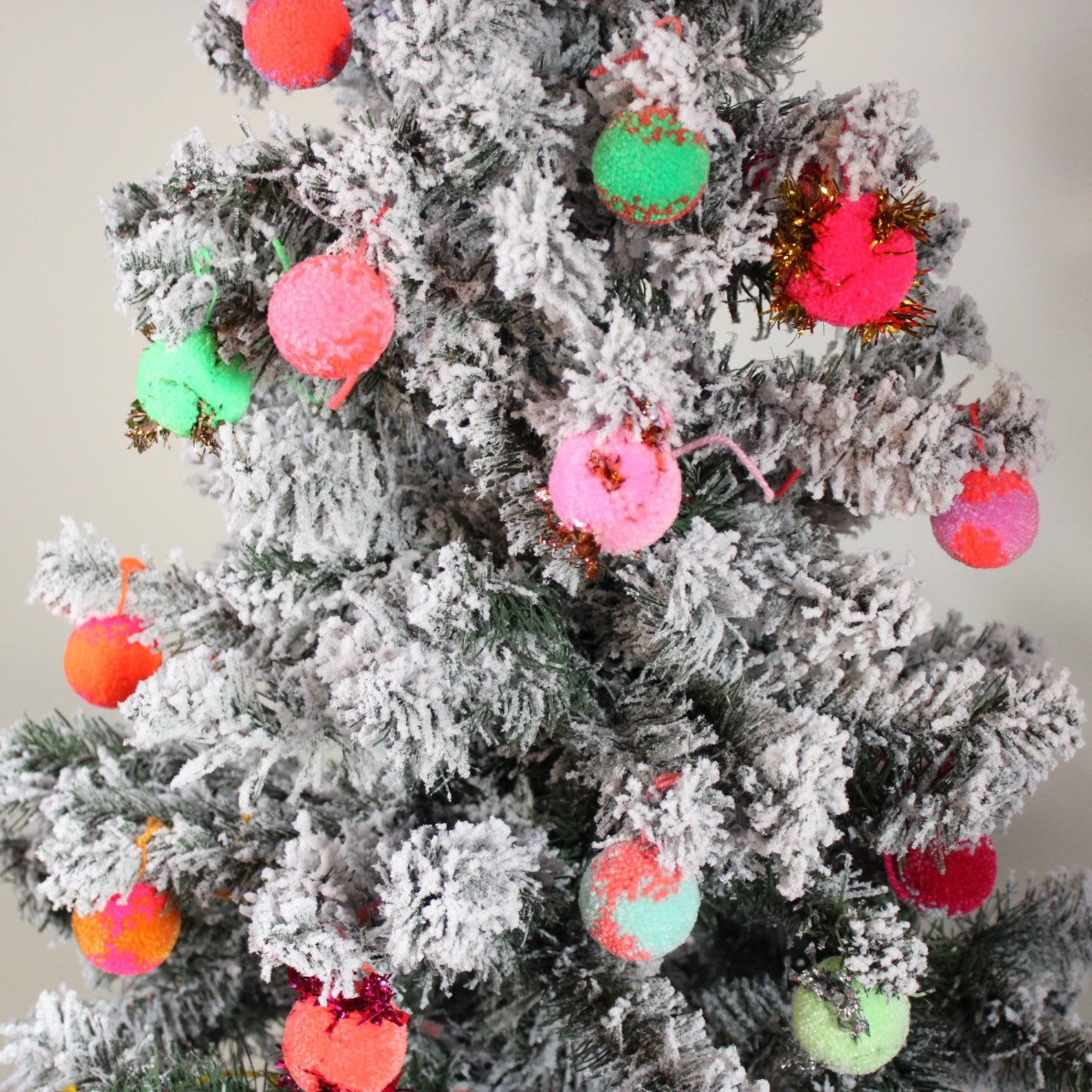 Handmade Tinsel Pom Pom Christmas Tree Bauble Ornaments Etsy
