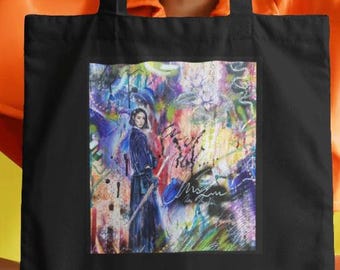 Kendo Girl Cotton Large Canvas Tote Bag - Abstract Kendo Art Girl power feminine energy kendo lover sensei kendo gift kenshi