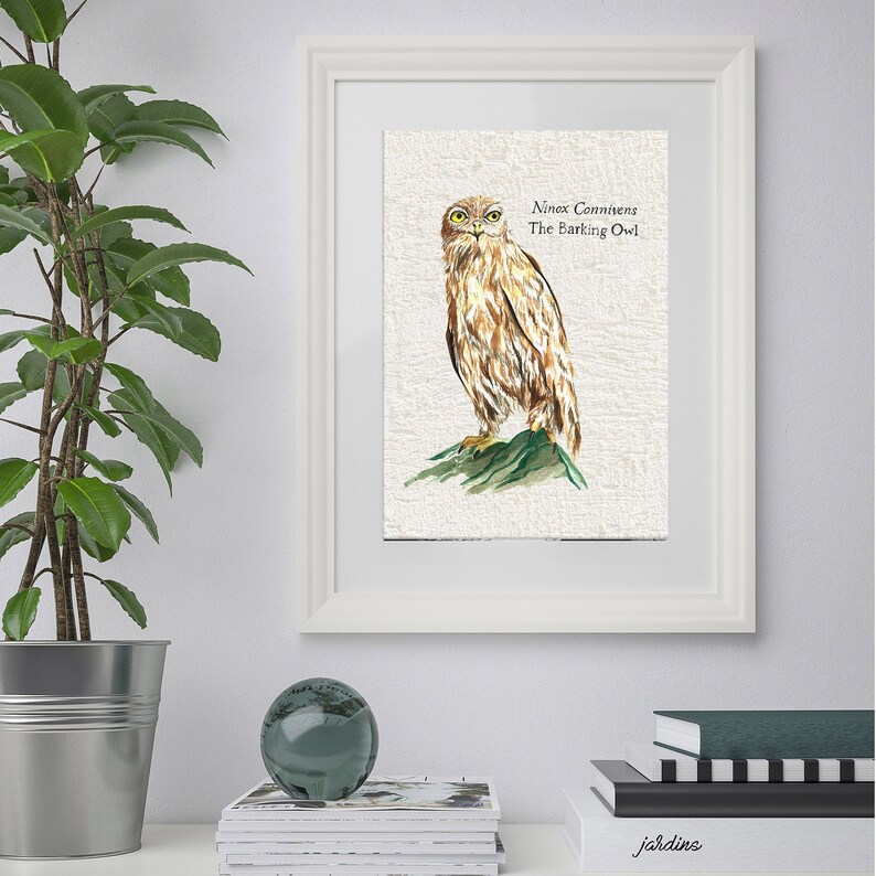 Australische Blaffende UIL Print Vogel Aquarel Dier Kwekerij Etsy Nederland