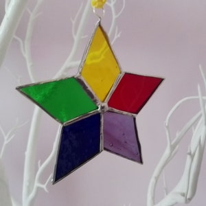 stained glass rainbow star suncatcher wall/window/tree decoration