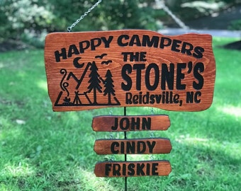Campsite Sign - Welcome To Our Campsite Custom Carved Camping Sign Happy Campers