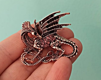 Bronze Magic Dragon Needle Minder: Handmade Sewing Accessory