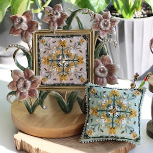 Daffodil Cross Stitch Pattern Flowers Cross Stitch PDF sampler Garden digital pattern chart  Garden cross stitch Daffodil Garden embroidery