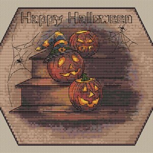 Happy Halloween Pumpkin Cross Stitch Pattern (PDF) - Etsy