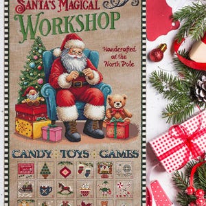 Weihnachten Advent Kreuzstich PDF Santas Workshop Kreuzstich Stickmuster Weihnachts-Sampler digitale Kreuzstich Vorlage Winter Kreuzstich Stickmuster PDF
