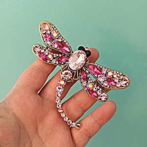 Große rosa Libelle mit Steinen Nadelmagnet Nähen Minder Nähzubehör Quilten Nadelspitze Kreuzstich Magnet Minder