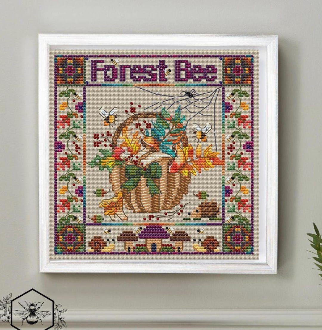 Cozy Forest Cross Stitch Pattern Autumn Crossstitch PDF Bee Sampler Bee ...