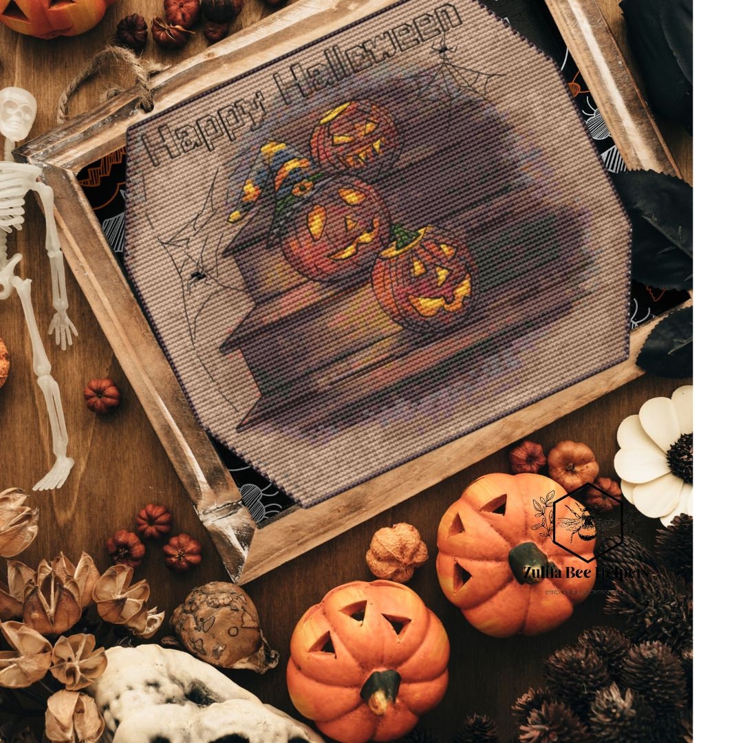 Happy Halloween Pumpkin Cross Stitch Pattern (PDF) - Etsy