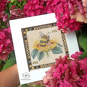 Patrón de punto de cruz digital Bee PDF sampler Gráfico de patrones Happy Bee Muestra de punto de cruz de abeja Patrón de punto de cruz Bumblebee Gráfico de abeja